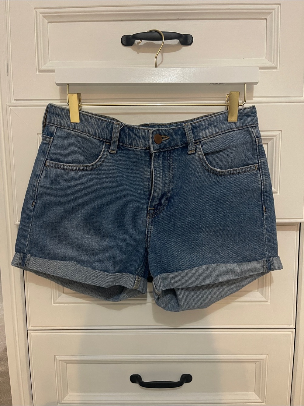 Classic High-Rise Denim Shorts - Blue